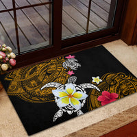 Hawaii Turtle and Tropical Flower Rubber Doormat Polynesian Pattern