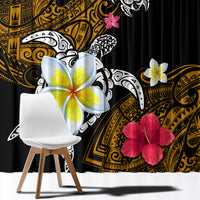 Hawaii Turtle and Tropical Flower Window Curtain Polynesian Pattern