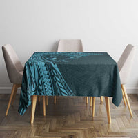 Hawaiian Manta Ray and Polynesian Tribal Tattoo Tablecloth Turquoise Color LT03 - Polynesian Pride