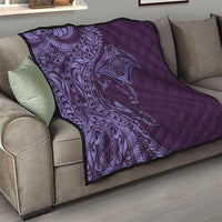 Hawaiian Manta Ray and Polynesian Tribal Tattoo Quilt Purple Color LT03