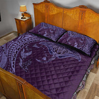 Hawaiian Manta Ray and Polynesian Tribal Tattoo Quilt Bed Set Purple Color LT03