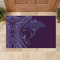 Hawaiian Manta Ray and Polynesian Tribal Tattoo Rubber Doormat Purple Color LT03 Purple - Polynesian Pride