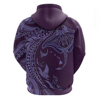 Hawaiian Manta Ray and Polynesian Tribal Tattoo Zip Hoodie Purple Color LT03