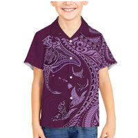 Hawaiian Manta Ray and Polynesian Tribal Tattoo Family Matching Mermaid Dress and Hawaiian Shirt Pink Color LT03