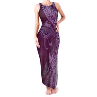 Hawaiian Manta Ray and Polynesian Tribal Tattoo Family Matching Tank Maxi Dress and Hawaiian Shirt Pink Color LT03