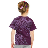 Hawaiian Manta Ray and Polynesian Tribal Tattoo Kid T Shirt Pink Color LT03 - Polynesian Pride