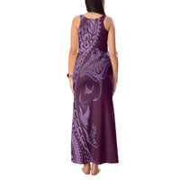 Hawaiian Manta Ray and Polynesian Tribal Tattoo Tank Maxi Dress Pink Color LT03