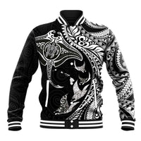 Hawaiian Manta Ray and Polynesian Tribal Tattoo Baseball Jacket Black Color LT03 Unisex Black - Polynesian Pride