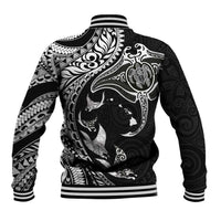 Hawaiian Manta Ray and Polynesian Tribal Tattoo Baseball Jacket Black Color LT03 - Polynesian Pride