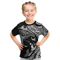Hawaiian Manta Ray and Polynesian Tribal Tattoo Kid T Shirt Black Color LT03 Black - Polynesian Pride