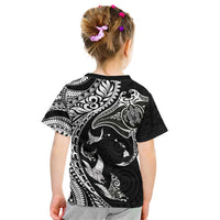 Hawaiian Manta Ray and Polynesian Tribal Tattoo Kid T Shirt Black Color LT03 - Polynesian Pride