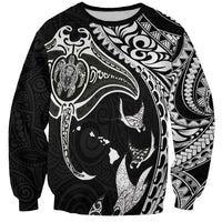 Hawaiian Manta Ray and Polynesian Tribal Tattoo Sweatshirt Black Color LT03 Unisex Black - Polynesian Pride