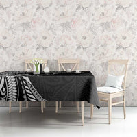 Hawaiian Manta Ray and Polynesian Tribal Tattoo Tablecloth Black Color LT03 - Polynesian Pride