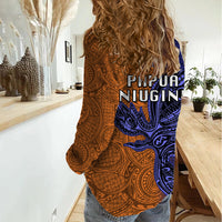 Papua New Guinea New Ireland Province Women Casual Shirt PNG Birds Of Paradise Polynesian Arty Style LT03 - Polynesian Pride