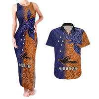 Custom Papua New Guinea New Ireland Province Couples Matching Tank Maxi Dress and Hawaiian Shirt PNG Birds Of Paradise Polynesian Arty Style LT03 Orange - Polynesian Pride
