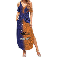Custom Papua New Guinea New Ireland Province Summer Maxi Dress PNG Birds Of Paradise Polynesian Arty Style LT03 Women Orange - Polynesian Pride