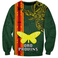 Papua New Guinea Oro Province Sweatshirt PNG Birds Of Paradise Polynesian Arty Style LT03 Unisex Green - Polynesian Pride