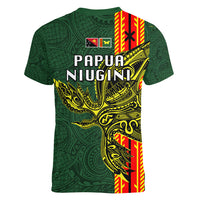 Papua New Guinea Oro Province Women V Neck T Shirt PNG Birds Of Paradise Polynesian Arty Style LT03 - Polynesian Pride