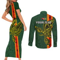 Custom Papua New Guinea Oro Province Couples Matching Short Sleeve Bodycon Dress and Long Sleeve Button Shirts PNG Birds Of Paradise Polynesian Arty Style LT03 - Polynesian Pride