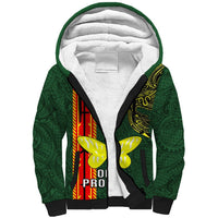 Custom Papua New Guinea Oro Province Sherpa Hoodie PNG Birds Of Paradise Polynesian Arty Style LT03 Unisex Green - Polynesian Pride