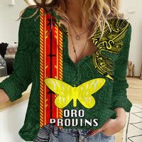 Custom Papua New Guinea Oro Province Women Casual Shirt PNG Birds Of Paradise Polynesian Arty Style LT03 Female Green - Polynesian Pride