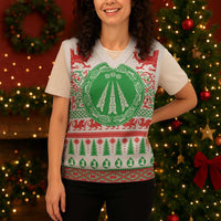Welsh Christmas Knitted V-Neck Vest Awen and Celtics Culture with Xmas Elements - Polynesian Pride