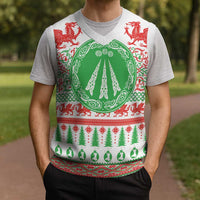 Welsh Christmas Knitted V-Neck Vest Awen and Celtics Culture with Xmas Elements - Polynesian Pride