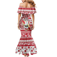 Hawaii Mele Kalikimaka Mermaid Dress Santa Claus Surfing with Hawaiian Pattern Striped Red Style LT03 - Polynesian Pride