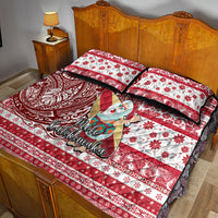 Hawaii Mele Kalikimaka Quilt Bed Set Santa Claus Surfing with Hawaiian Pattern Striped Red Style LT03 - Polynesian Pride