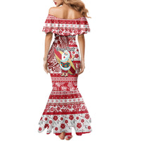 Custom Hawaii Mele Kalikimaka Mermaid Dress Santa Claus Surfing with Hawaiian Pattern Striped Red Style LT03 - Polynesian Pride