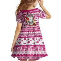 Hawaii Mele Kalikimaka Family Matching Off Shoulder Maxi Dress and Hawaiian Shirt Santa Claus Surfing with Hawaiian Pattern Striped Pink Style LT03 - Polynesian Pride