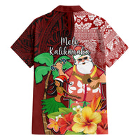 Hawaii Mele Kalikimaka Family Matching Tank Maxi Dress and Hawaiian Shirt Santa Claus and Hula Girl Tropical Folwer with Hawaiian Pattern LT03 - Polynesian Pride