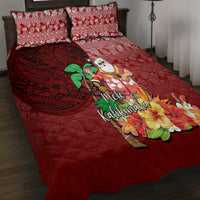 Hawaii Mele Kalikimaka Quilt Bed Set Santa Claus and Hula Girl Tropical Folwer with Hawaiian Pattern LT03 - Polynesian Pride