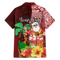 Custom Hawaii Mele Kalikimaka Hawaiian Shirt Santa Claus and Hula Girl Tropical Folwer with Hawaiian Pattern LT03 - Polynesian Pride