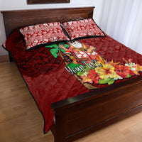 Custom Hawaii Mele Kalikimaka Quilt Bed Set Santa Claus and Hula Girl Tropical Folwer with Hawaiian Pattern LT03 - Polynesian Pride