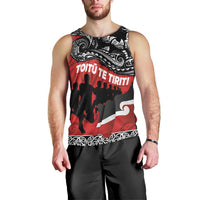 Aotearoa Toitu Te Tiriti Men Tank Top Honoring Te Tiriti o Waitangi Maori Haka