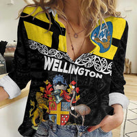 New Zealand Wellington Women Casual Shirt The Capital's Emblems Flag and Koru Art