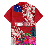 Personalised Samoa Coat Of Arms Family Matching Off Shoulder Short Dress and Hawaiian Shirt Tropical Flower Red Polynesian Pattern LT03 - Polynesian Pride