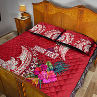 Personalised Samoa Coat Of Arms Quilt Bed Set Tropical Flower Red Polynesian Pattern LT03 - Polynesian Pride