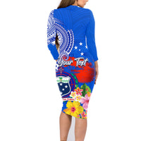 Personalised Samoa Coat Of Arms Family Matching Long Sleeve Bodycon Dress and Hawaiian Shirt Hibiscus Polynesian Tattoo Pattern LT03 - Polynesian Pride