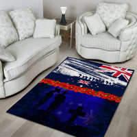 New Zealand and Australia ANZAC Day Area Rug Lest We Forget Red Poppy Flowers and Soldier LT03 - Polynesian Pride