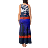 New Zealand and Australia ANZAC Day Tank Maxi Dress Lest We Forget Red Poppy Flowers and Soldier LT03 - Polynesian Pride