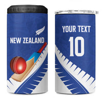 Custom New Zealand Cricket 4 in 1 Can Cooler Tumbler Kiwi Birds Haka Dance Blue Fern Sporty Style