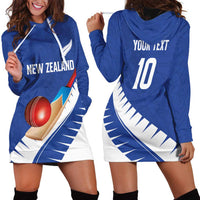 Custom New Zealand Cricket Hoodie Dress Kiwi Birds Haka Dance Blue Fern Sporty Style