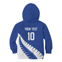 Custom New Zealand Cricket Kid Hoodie Kiwi Birds Haka Dance Blue Fern Sporty Style