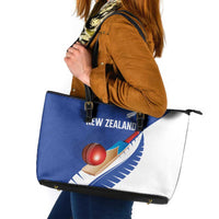 New Zealand Cricket Leather Tote Bag Kiwi Birds Haka Dance Blue Fern Sporty Style