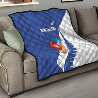 New Zealand Cricket Quilt Kiwi Birds Haka Dance Blue Fern Sporty Style