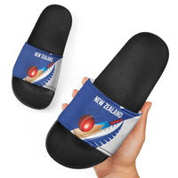 New Zealand Cricket Slide Sandals Kiwi Birds Haka Dance Blue Fern Sporty Style