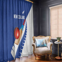 New Zealand Cricket Window Curtain Kiwi Birds Haka Dance Blue Fern Sporty Style