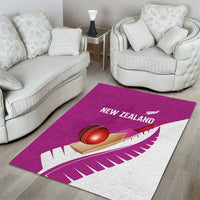 New Zealand Cricket Area Rug Kiwi Birds Haka Dance Pink Fern Sporty Style